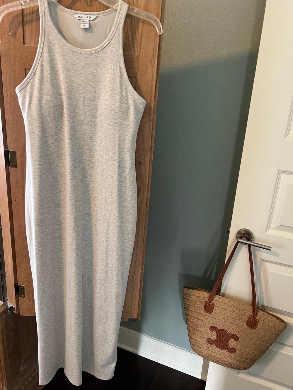 Athleta Heather Taupe Rib Maxi Dress